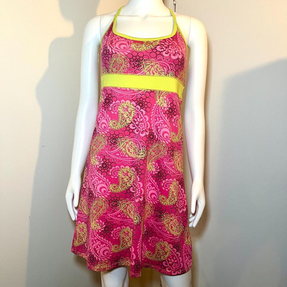 Lola Athleisure Tennis Dress S - Neon Pink Green Retro Y2K Preppy Golf 2000s 90s